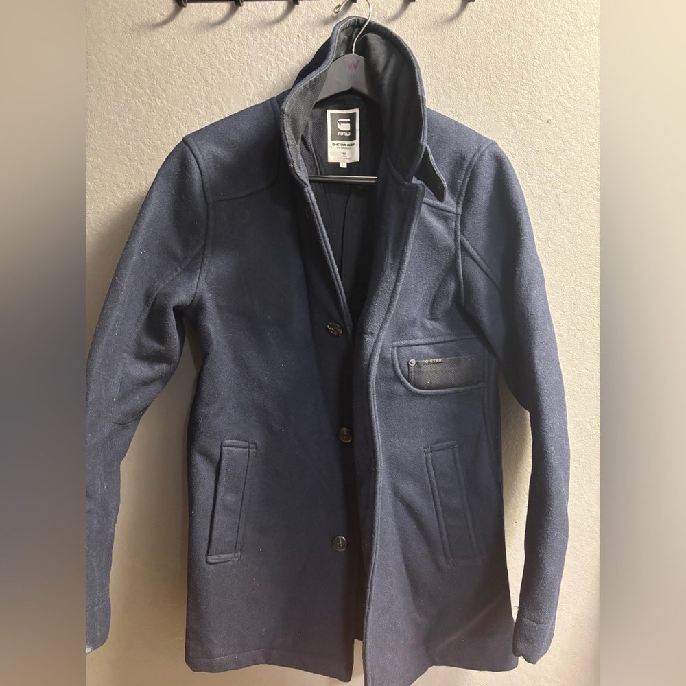 G-Star RAW Decoy Wool Garber Trench coat in navy blue wool blend material men L